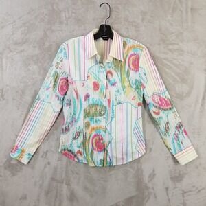 Simorra Blouse Women 6 Pattern Block Embroidered‎ Colorful Button Funky Western